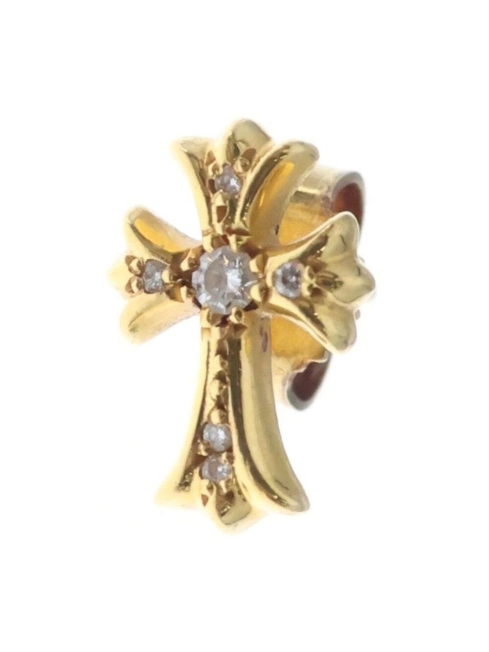 Chrome Hearts 22k CH Cross 2 Fat Pave Diamond CH Fat Stud Earrings Gold